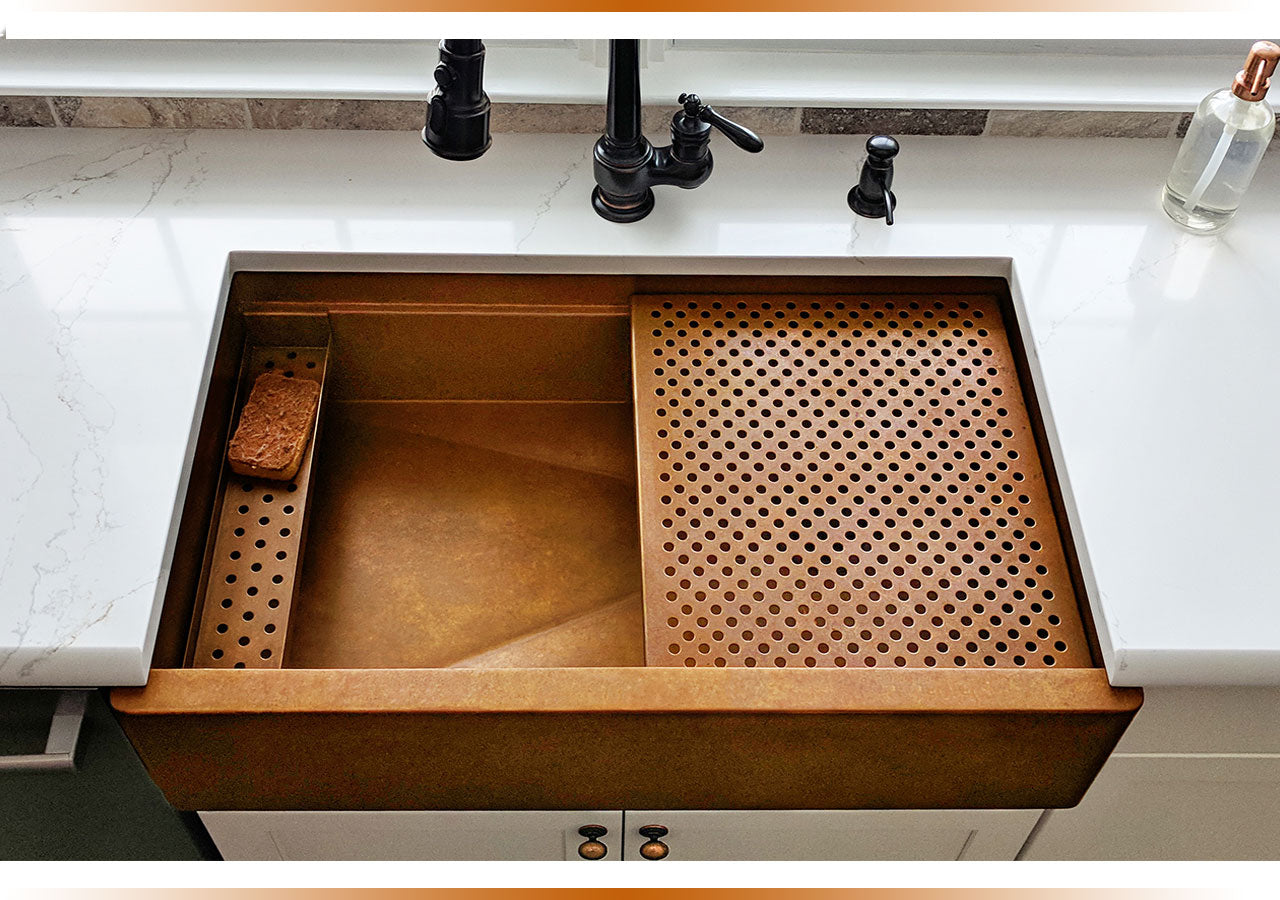 Undermount copper sinks made in the USA for under mount installation.