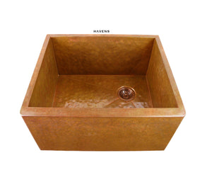 Copper utility sink with farmhouse apron front