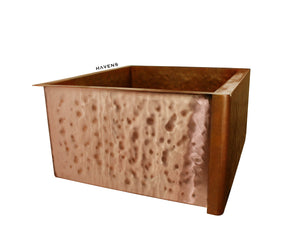 Hammered copper utility farmhouse sink