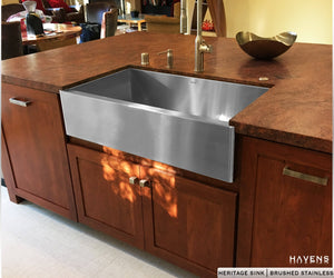 Farmhouse stainless steel kitchen sink in the 33 inch option.