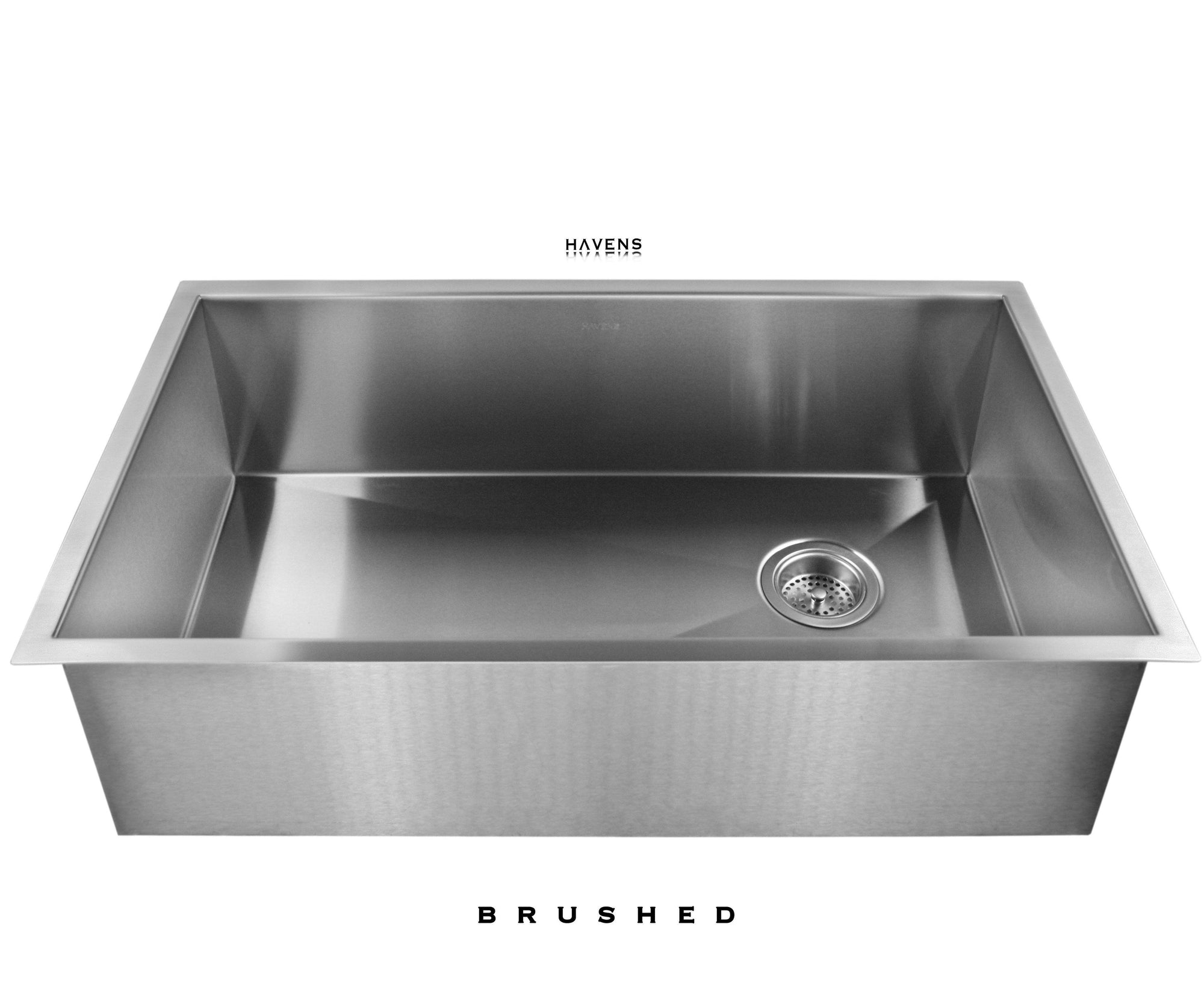 Undermount stainless steel kitchen sink with the signature brushed finish by Havens.