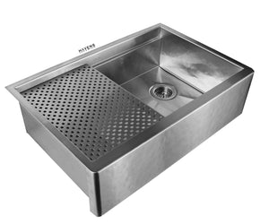 Legacy - Legacy Brushed Hammered Stainless Steel Farmhouse Sink - Undermount