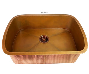 Custom Radius Corner Sink - Copper