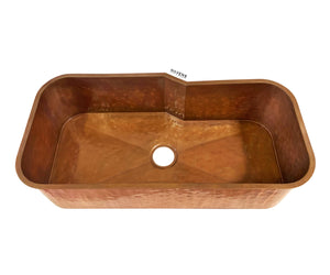 Custom Radius Corner Sink - Copper