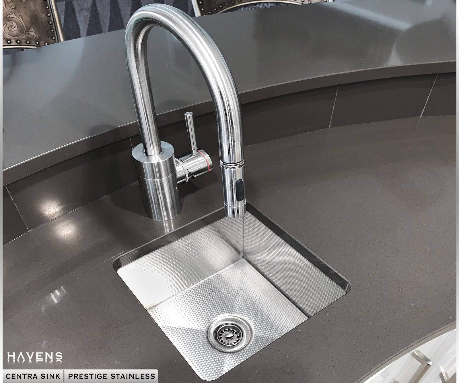 Custom stainless steel utility sink - textured stainless