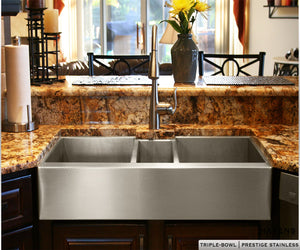 Triple Bowl Farmhouse Sink - Stainless