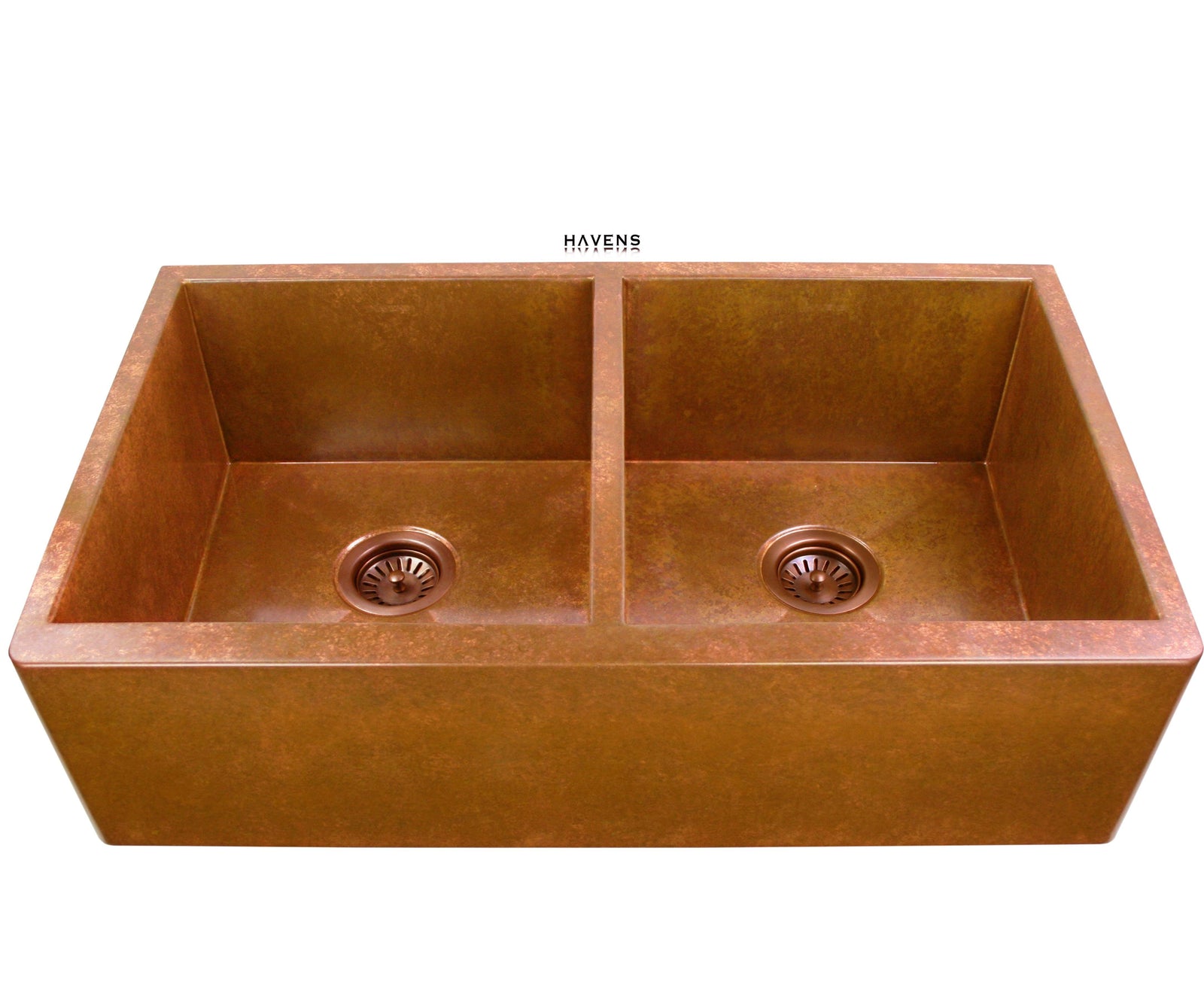 Custom Double Bowl Farmhouse Sink - Copper