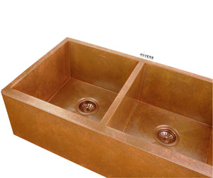 Nova Double Bowl Farmhouse Sink - Copper