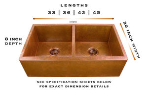 Caliber Double Bowl Farmhouse Sink - Copper