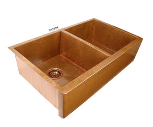 Caliber Double Bowl Farmhouse Sink - Copper