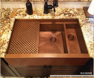 Nova Double Bowl Farmhouse Sink - Copper