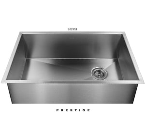 Heritage under mount stainless steel kitchen sink handmande in the USA by Havens.