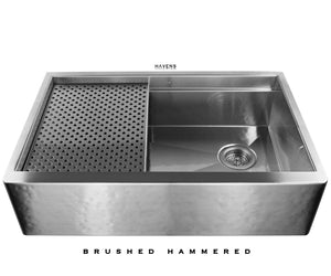 Legacy - Legacy Brushed Hammered Stainless Steel Farmhouse Sink - Undermount