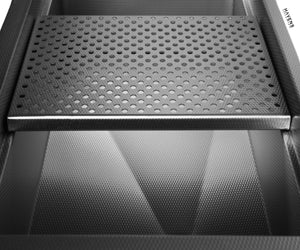 Interior ledge allows for sliding accessories