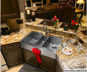 Custom Triple Bowl Farmhouse Sink - Stainless