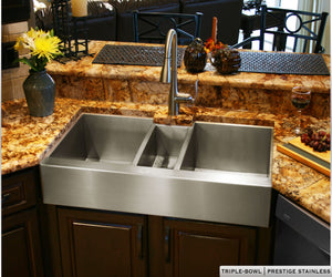 Custom Triple Bowl Farmhouse Sink - Copper